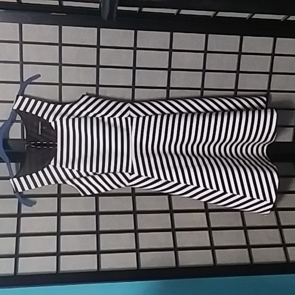 Express, Dress, Extra Small, Black/White Stripe